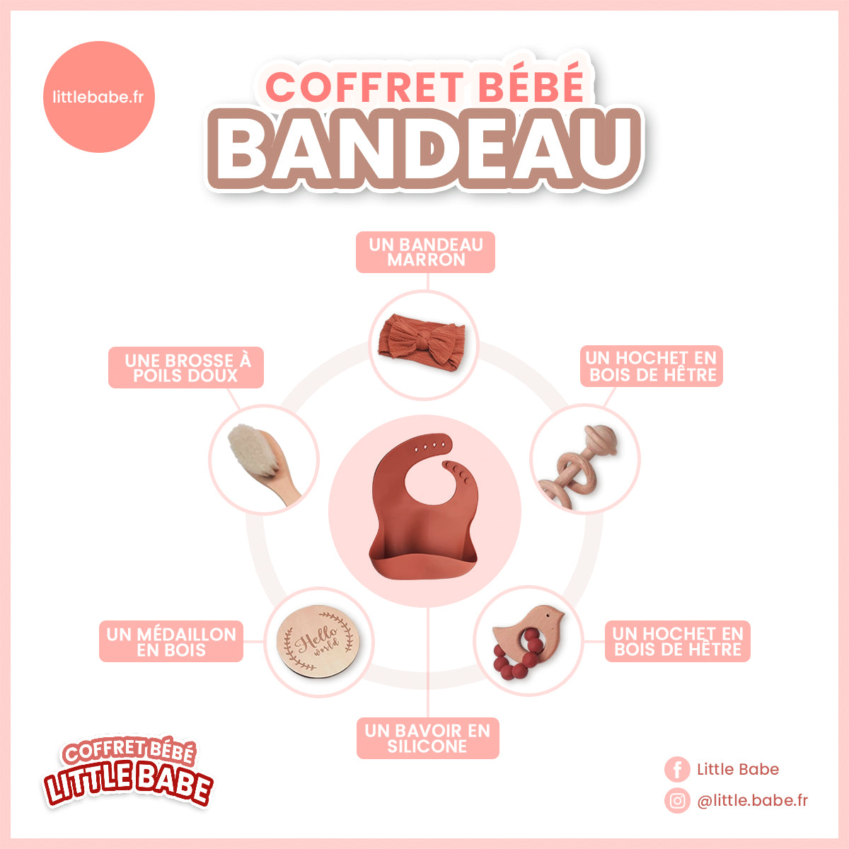 Coffret bébé bandeau marron